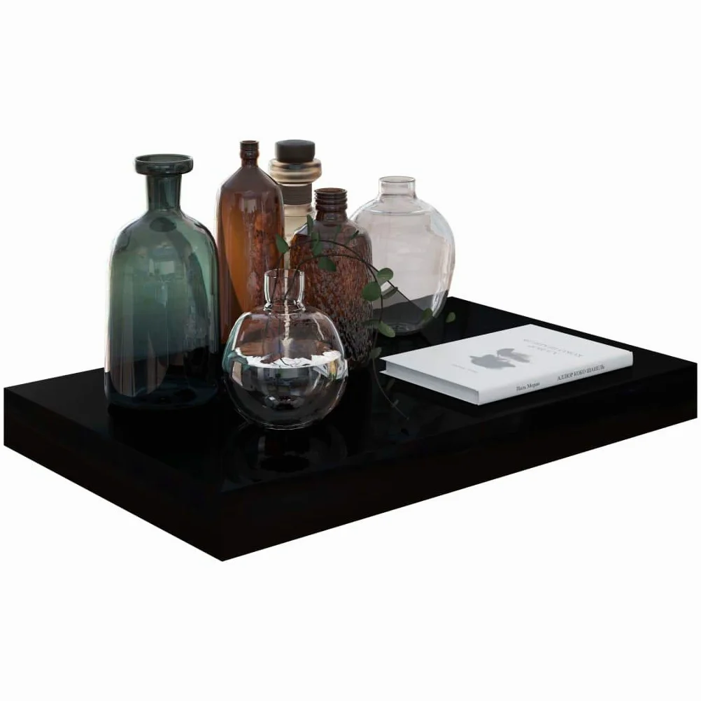 Scaffalature, mensole da parete e sporgenze, 4 pezzi, nero lucido, 40 x 23 x 3,8 cm MDF