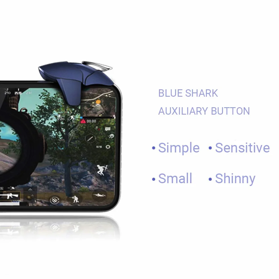 Trigger Mobile Controller Joystick Smartphone Mobile Controller L1 R1 Gamepad Cellulari Mobili Game L1 R1 per PUBG COD Compatibile con Telefono Cellulare iPhone iOS Android, Squalo blu
