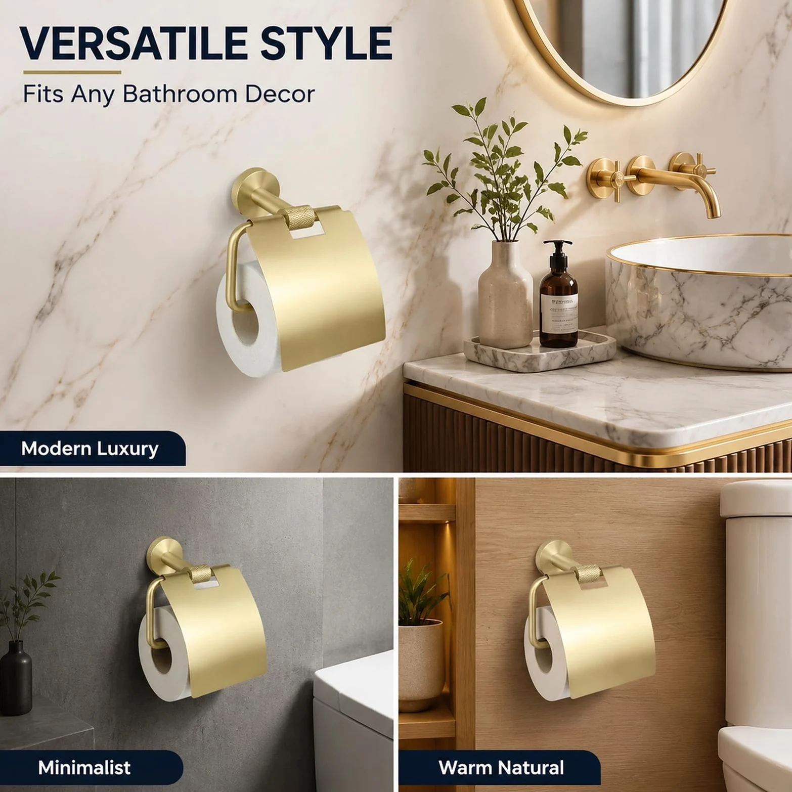 Portarotolo con Coperchio, Portarotolo da Parete | con design zigrinato, compatibile con mega rotoli per il bagno