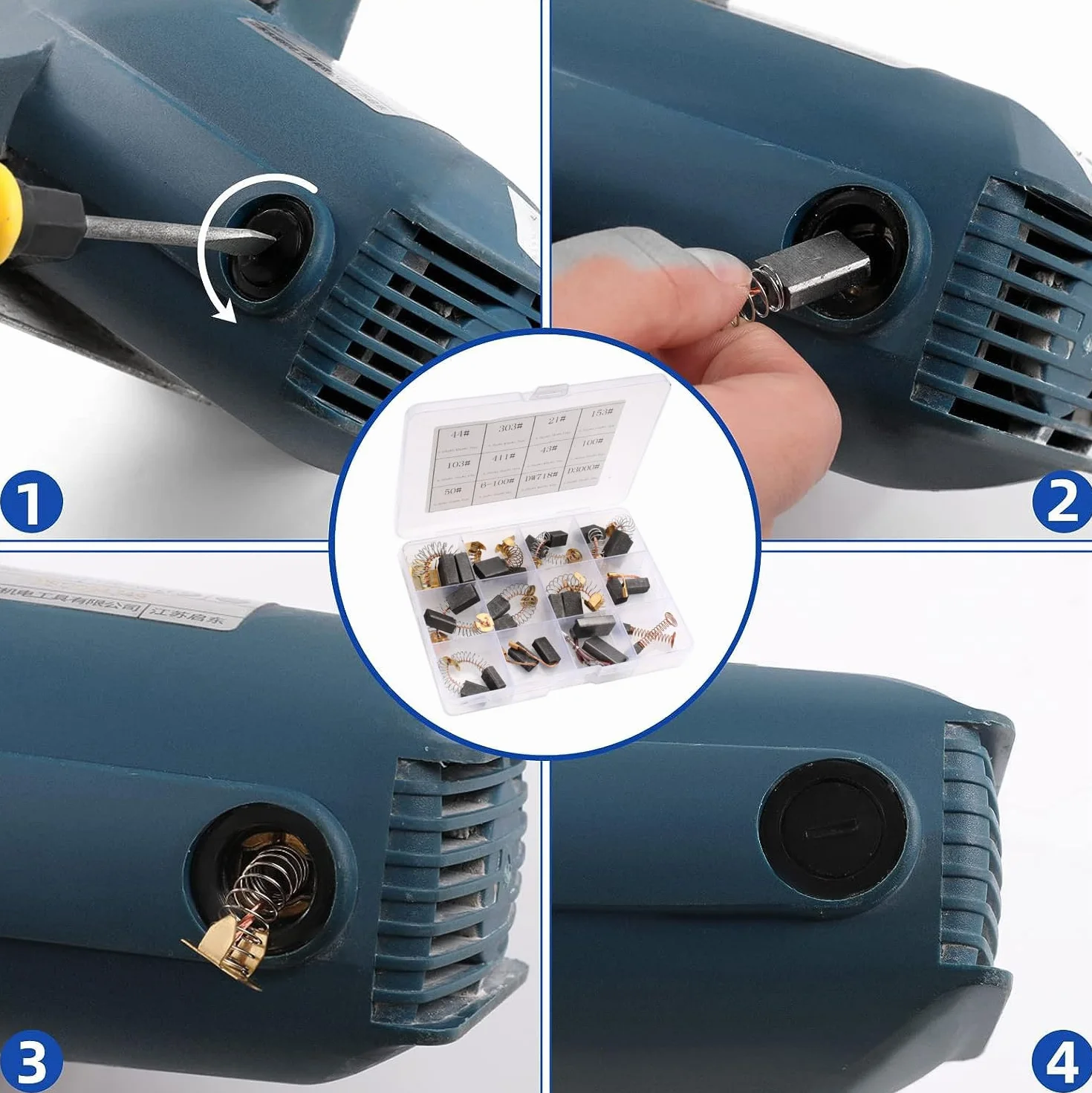 Spazzole di Carbone 24 Pezzi 12 Modelli Carbonio Spazzole Per Utensili Elettrici, Sostituzione Motore Elettrico