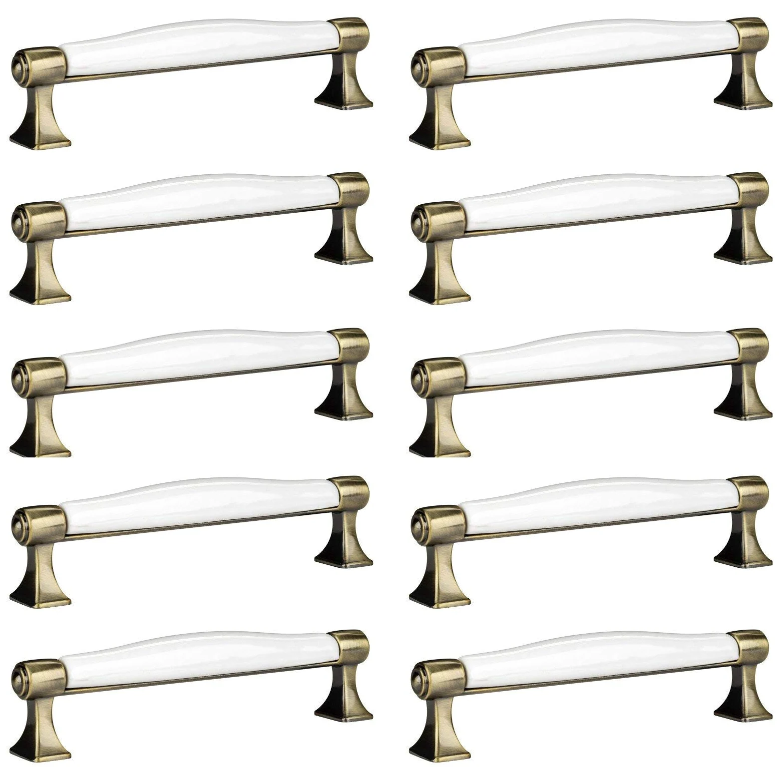 SOTECH SET da 128 mm 10 x Maniglie d'Epoca MARIE per Cucina Finitura Ottone | Antico Distanza Fori