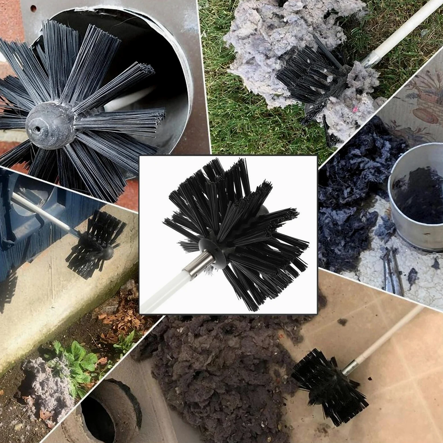 jojofuny Spazzola Interna Nylon Canne e Pulizia Fumarie Filo in Facile Ferro Zincato Installazione Cucina e Casa