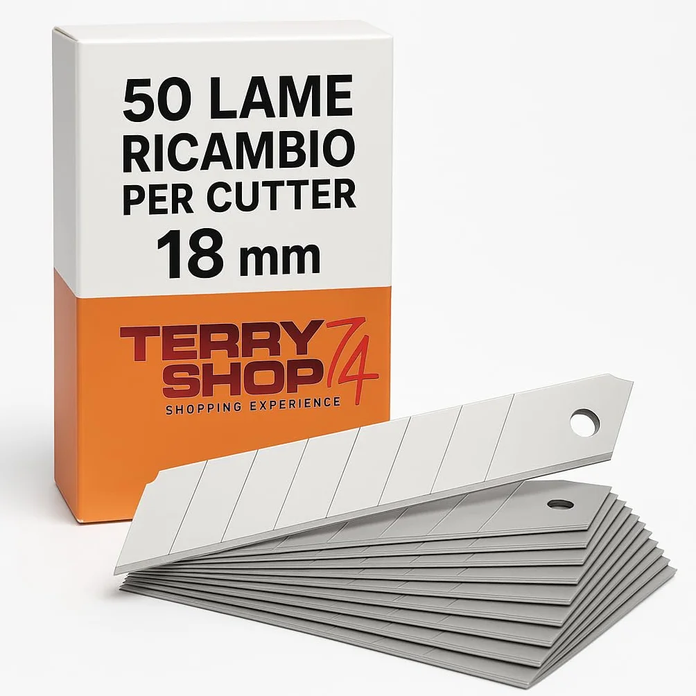 Lame di Ricambio per Cutter 18 mm – Acciaio Affilato Chimicamente – Pre-Tagliate in 10 Parti per 500 Tagli