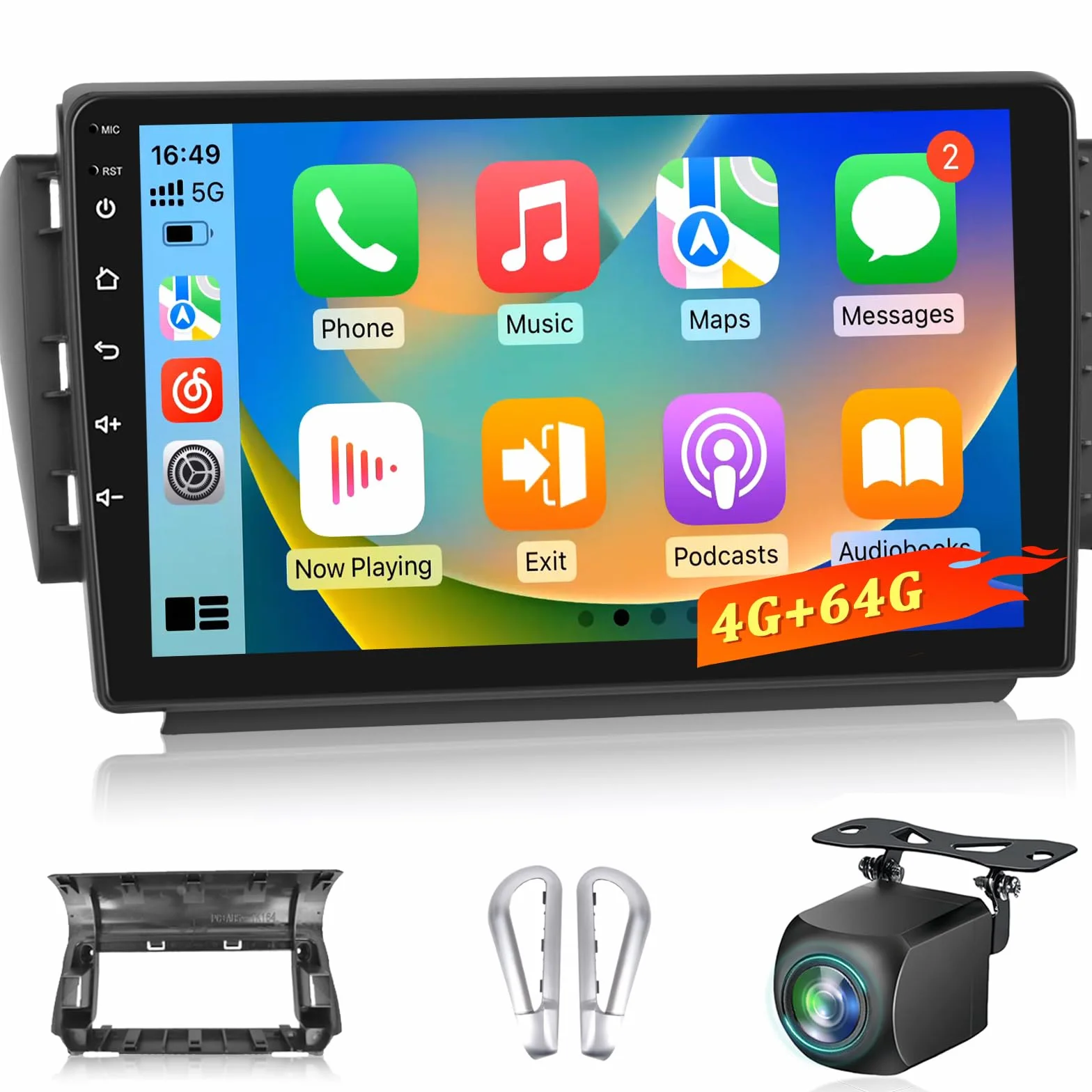 4+64G Autoradio Android per Peugeot 208/2008 2012-2018, Stereo con Schermo 10 pollici, Wireless Carplay e Android Auto, Audio DSP 32EQ + Telecamera posteriore AHD, Supporto OEM
