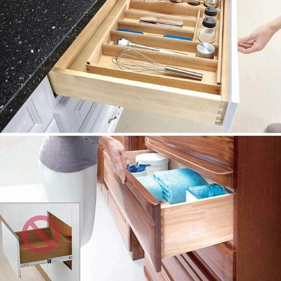 Guide di Scorrimento Guide di Scorrimento Guide per cassetti, Guide per cassetti nascoste e Ammortizzate, Guide Inferiori, Materiale in Acciaio Laminato a Freddo, Guida a Tre sezioni, scorri