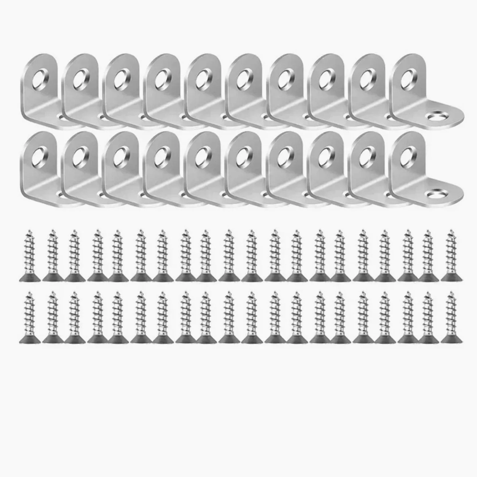 20/1 Set Staffa a L di supporti angolari Staffe ad angolo retto da 90 gradi con viti for mobili in legno for la casa Scaffali for sedie Adatto per il fissaggio e il supporto(20 Sets-16x20mm)