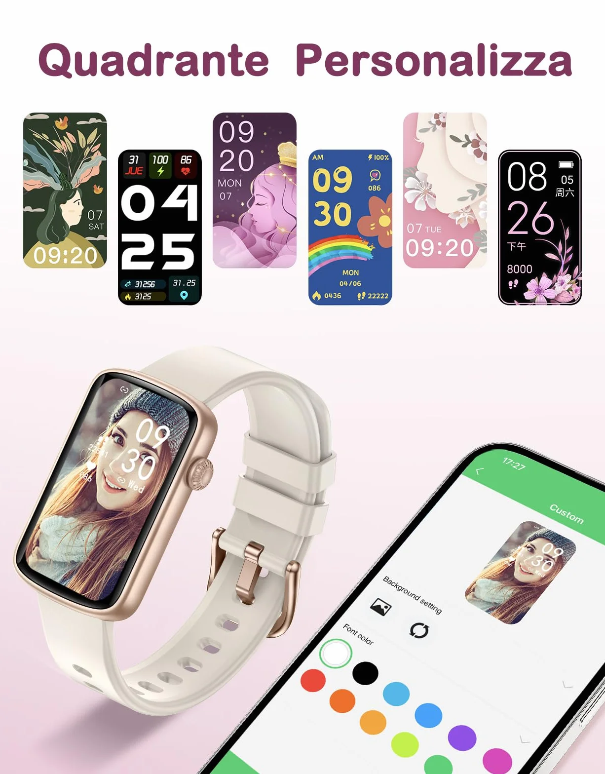 Smartwatch Donna Piccolo Elegante Orologio Fitness Display AMOLED Contapassi Cardiofrequenzimetro SpO2 Ciclo Mestruale Sonno Notifiche Impermeabile 5ATM Idee Regalo Donna per Android iOS