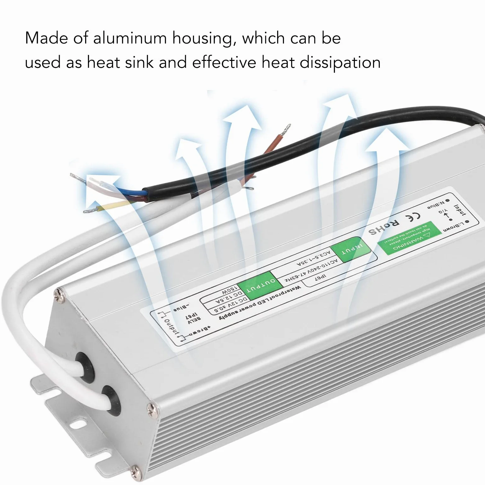 Driver LED, Adattatore per Trasformatore di Alimentazione IP67 Impermeabile da 150 Watt, Adattatore Ultra Sottile per Trasformatore a Bassa Tensione AC110-240V per Luci a LED (12V-150W)