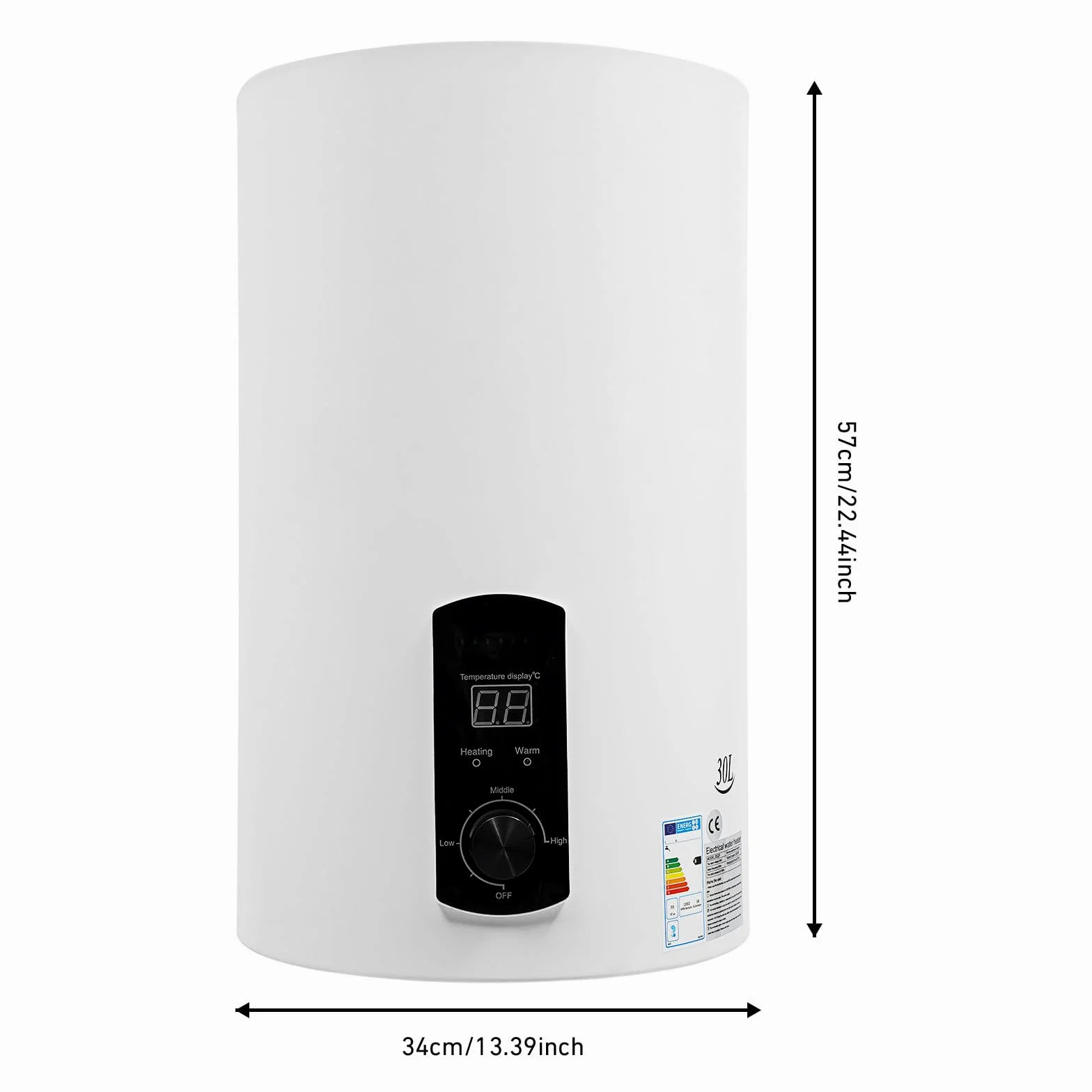 Scaldabagno Elettrico Istantaneo da 2 KW, 30 L, Moderno, Bianco, A Parete