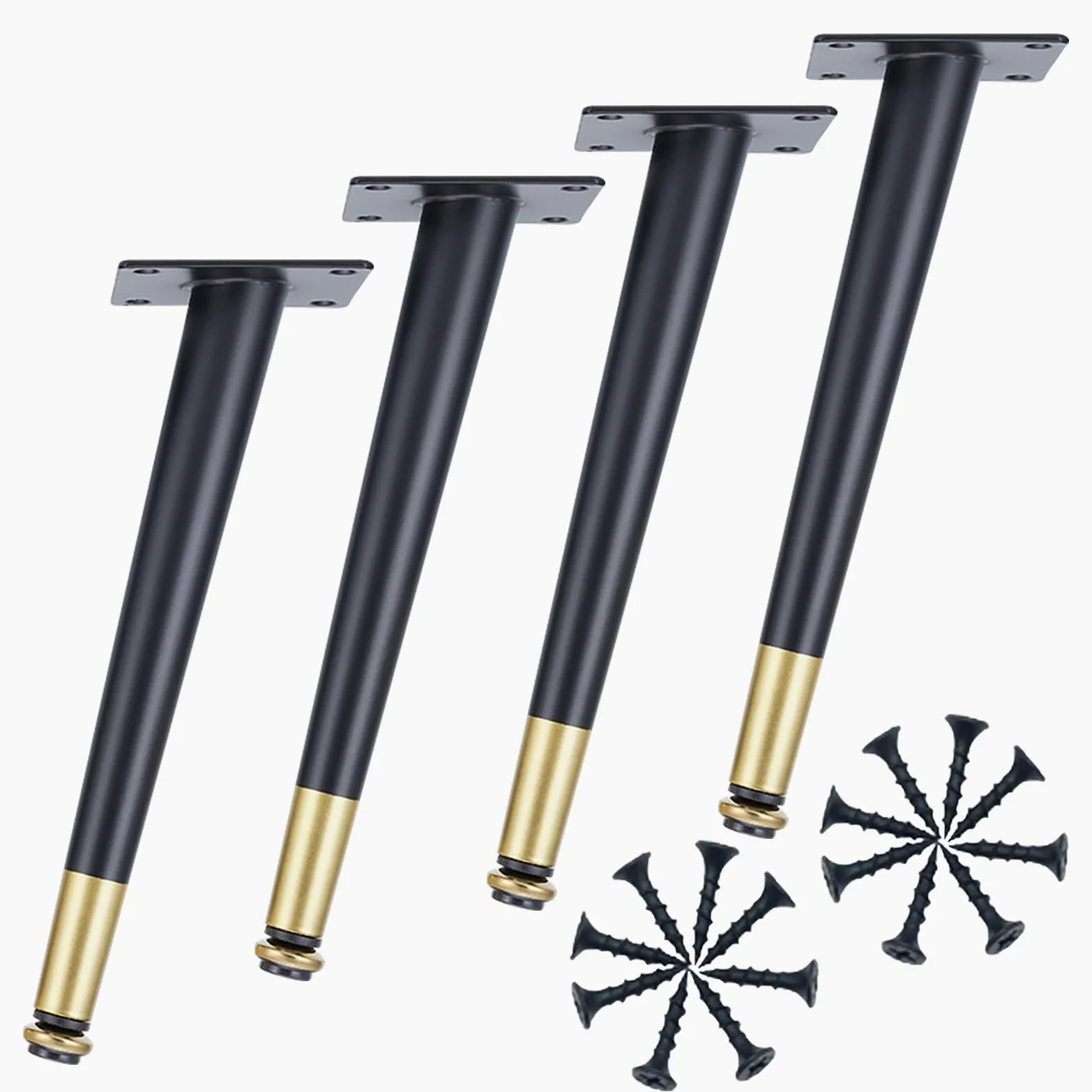Piedini per Tavolo Conici Di Ricambio 4 Pezzi Piedini Regolabili per Tavolo Acciaio Laminato A Freddo Nero Vernice Spray Piedini per Divano Altezza: 10,5-72,5 cm Piedini per Mobile 50,5 cm/19,9"