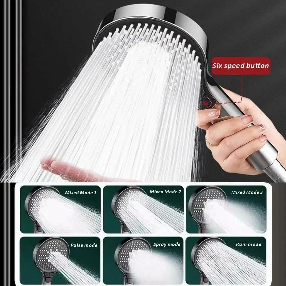 Soffione doccia a 6 modalità, pannello grande da 13 cm, alta pressione, grande portata, rubinetto per doccia a pioggia, ugello per vasca da bagno(Black Shower)