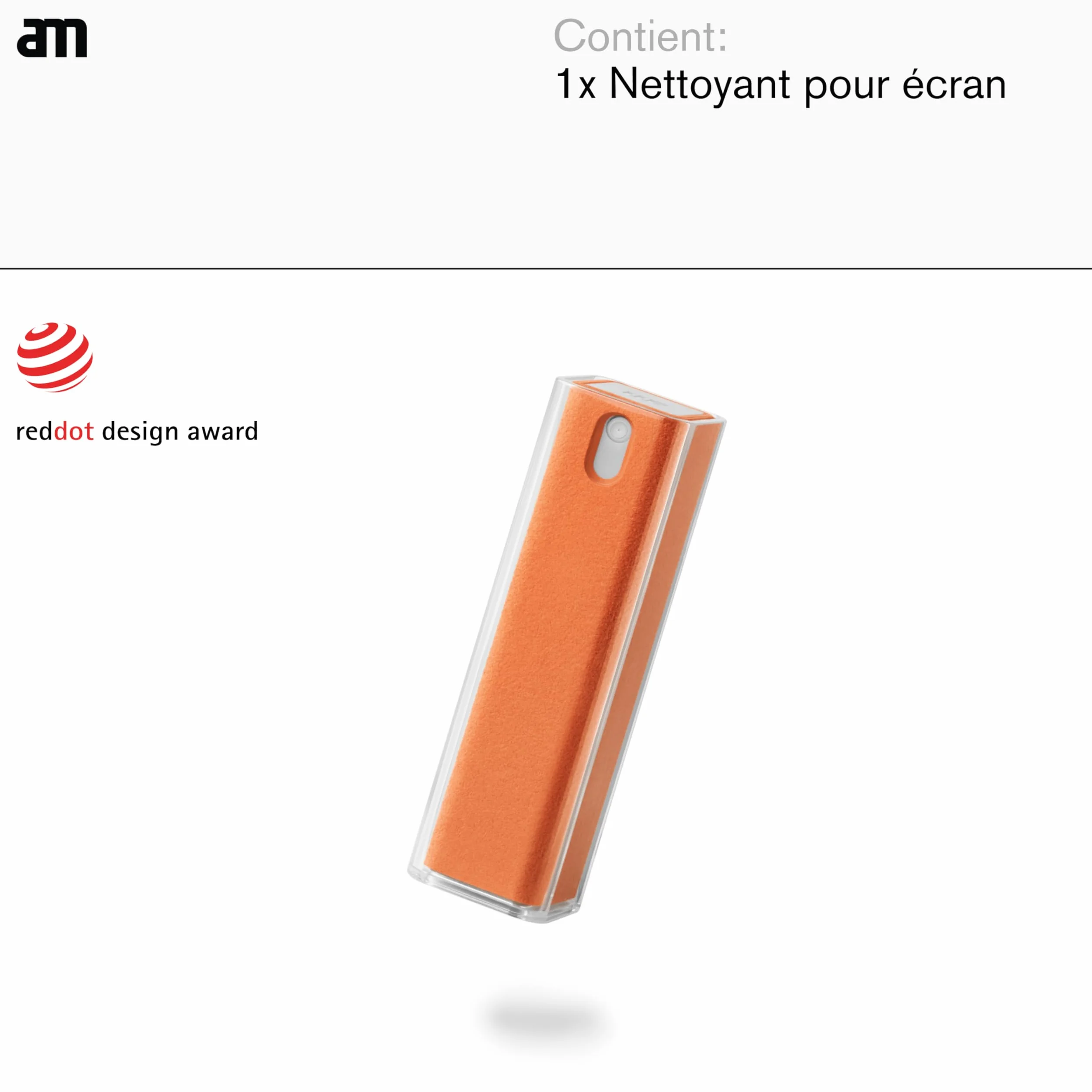 am Set di Pulizia per Schermo – Spray Detergente Liquido con Panno Integrato in Microfibra per Smartphone, Monitor PC, Smart TV, iPad Pro e MacBook Pro, Confezioni da 1, 2, 3 o 5 (Arancia, 1 Pack)