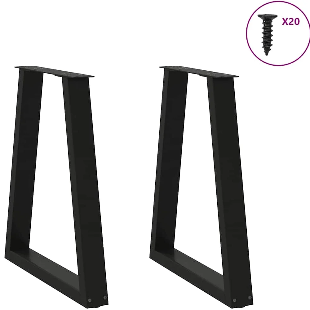vidaXL Gambe per tavolo da pranzo a forma di V 2 pz nere 60x(72-73,3) cm in acciaio