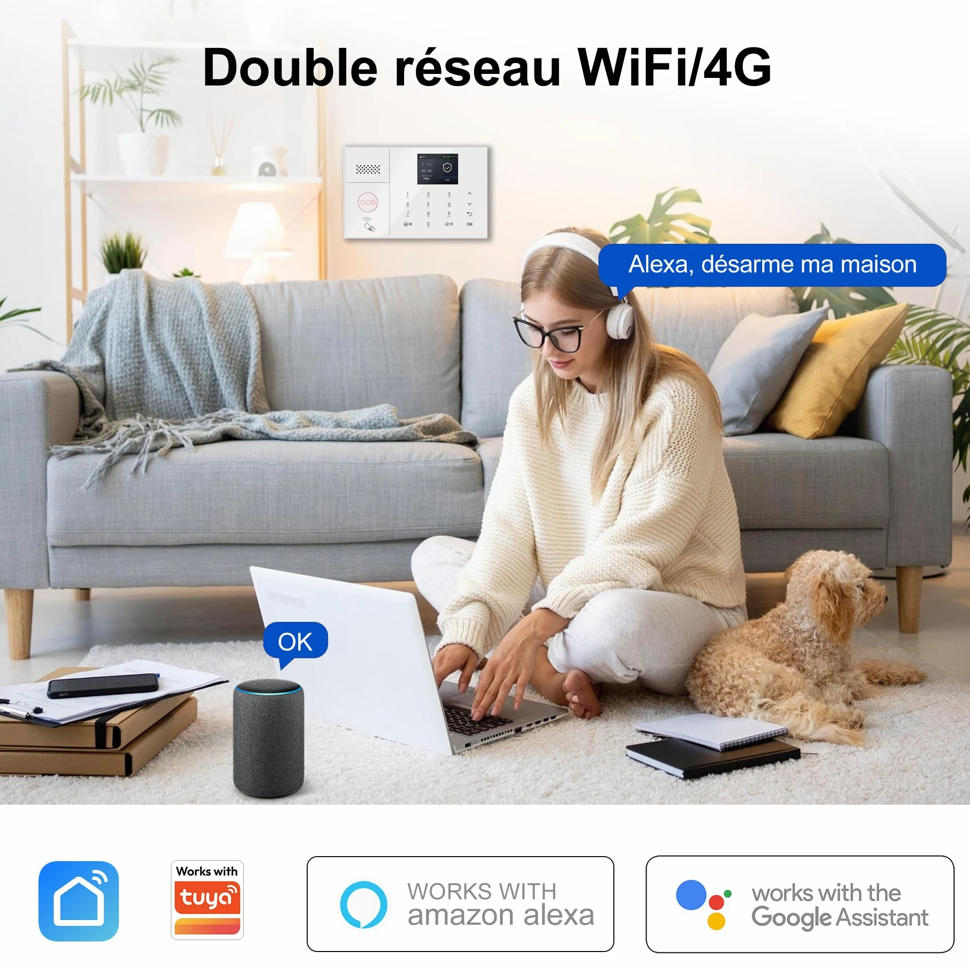 Sistema di Allarme Casa, Allarme Rilevatori di Movimento, Sensori di Porta/Finestra, Pulsanti SOS,Controllo Remoto, Protezione Anti-Intrusione per Casa (24 kit Set)