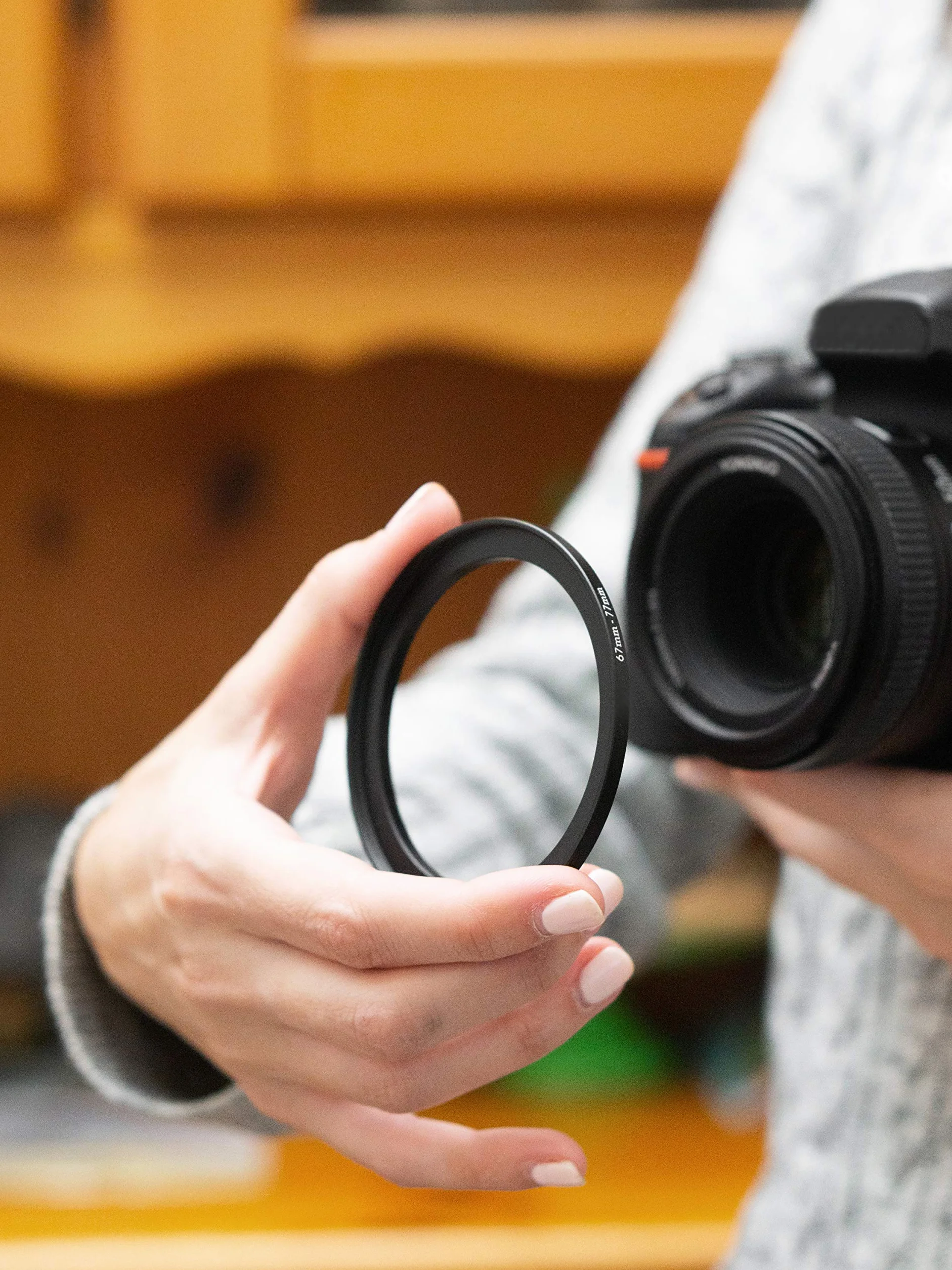 STEP UP Filter Adapter, anello adattatore del filtro, In alluminio fresato a CNC (43mm – 52mm)