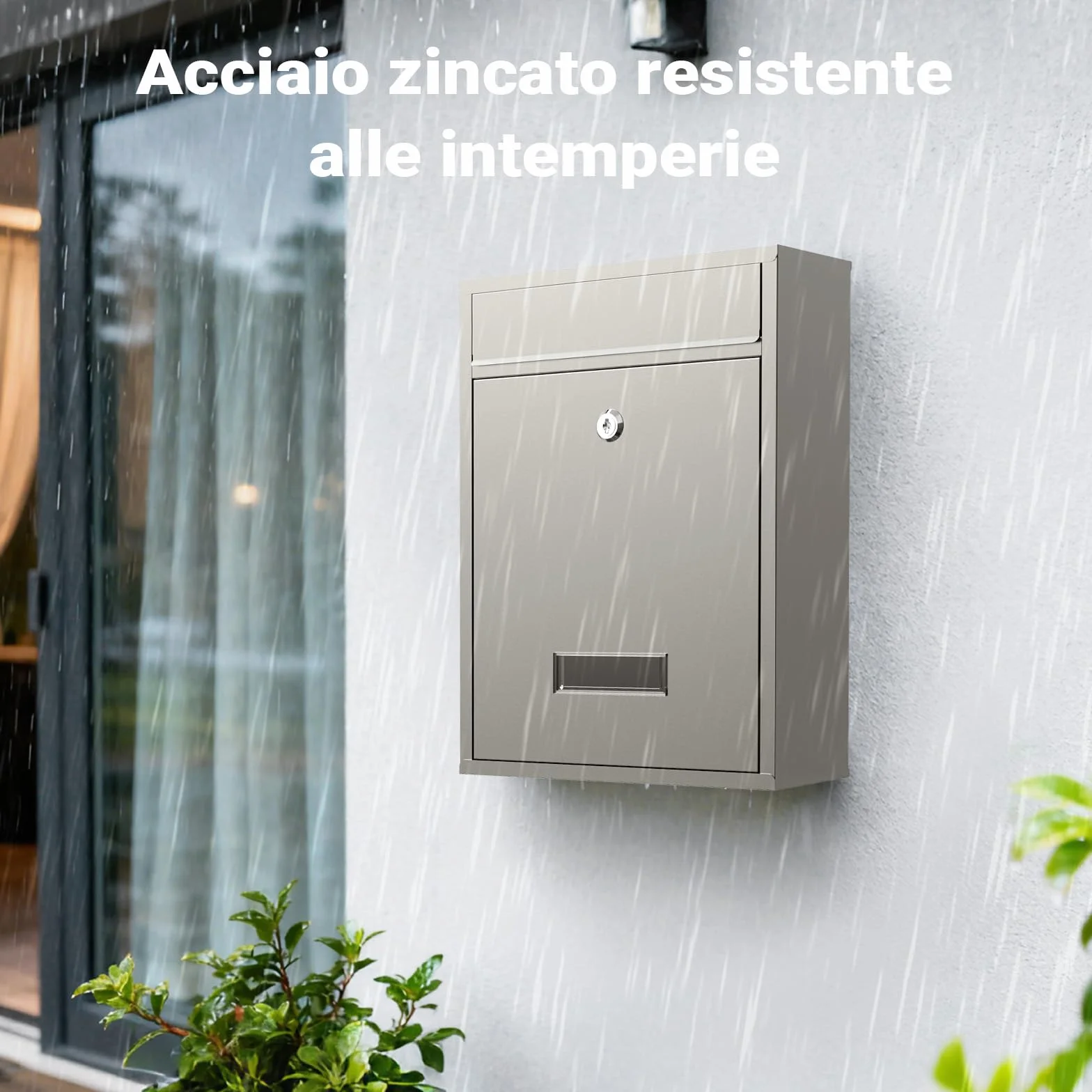 Wiltec Cassetta postale singola V10 acciaio inox con vetrino portanome