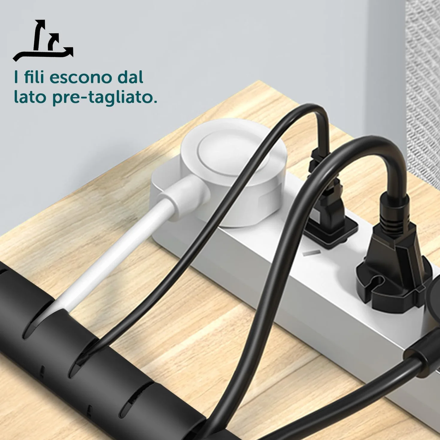 Shinfly Guaina passacavi 2X1.5m 16mm/22mm nero per cavi TV PC