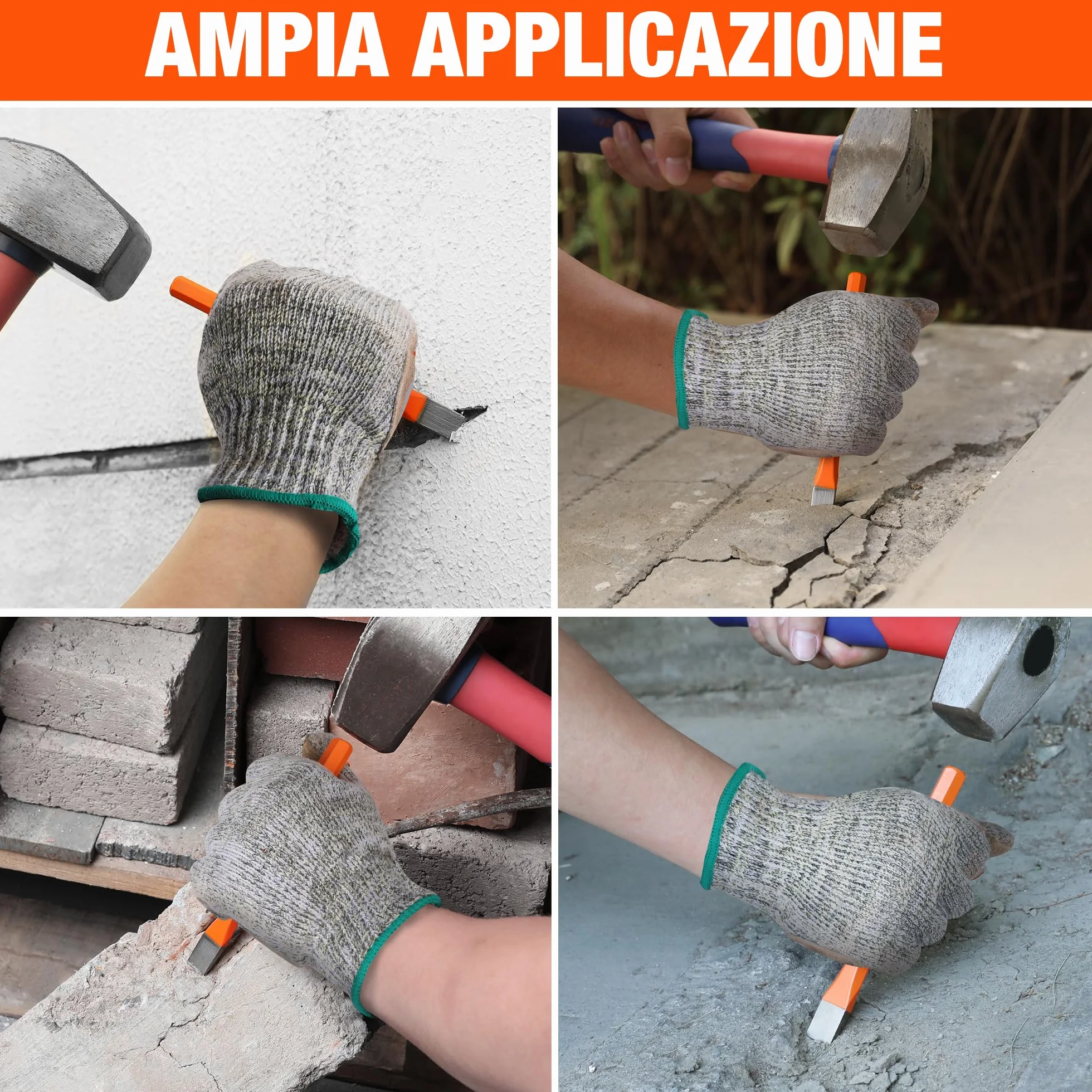 ValueMax Set di Scalpelli da 3 Pezzi, Scalpello Piatto in Acciaio Cr-V, Scalpello a Freddo 10-16 mm per Pietra e Cemento