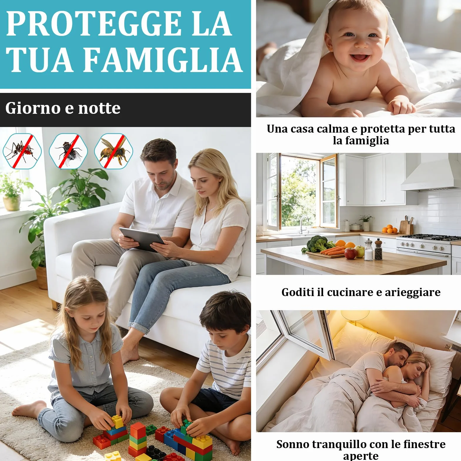 Apalus Zanzariera Universale Finestra 150 x 180 cm Set 2 Pezzi Rete Regolabile Nera