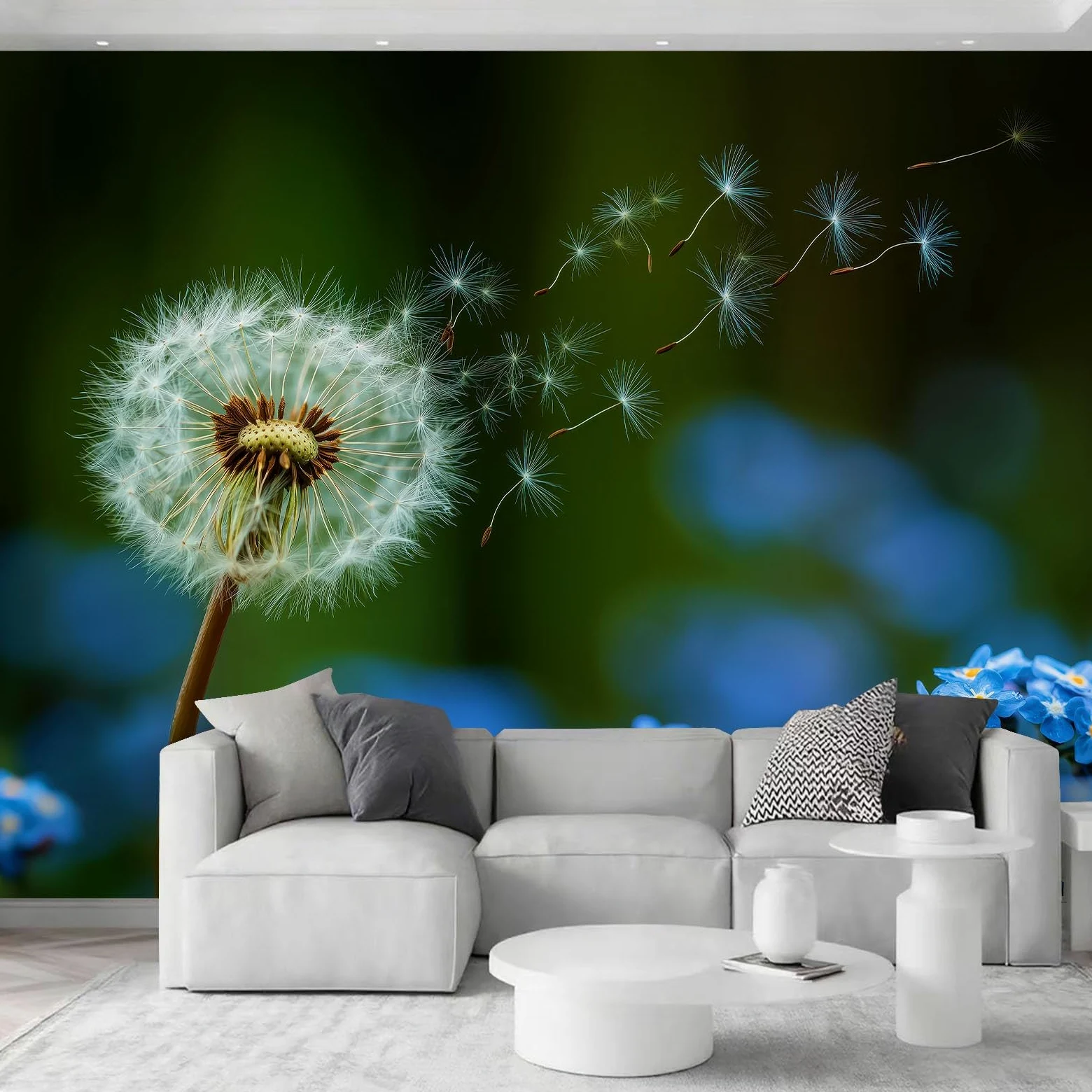 Carta da parati fotografica 3D, elegante semi, 450 x 280 cm, in tessuto non tessuto, decorazione da parete moderna, per camera da letto, soggiorno, sfondo TV, colore verde