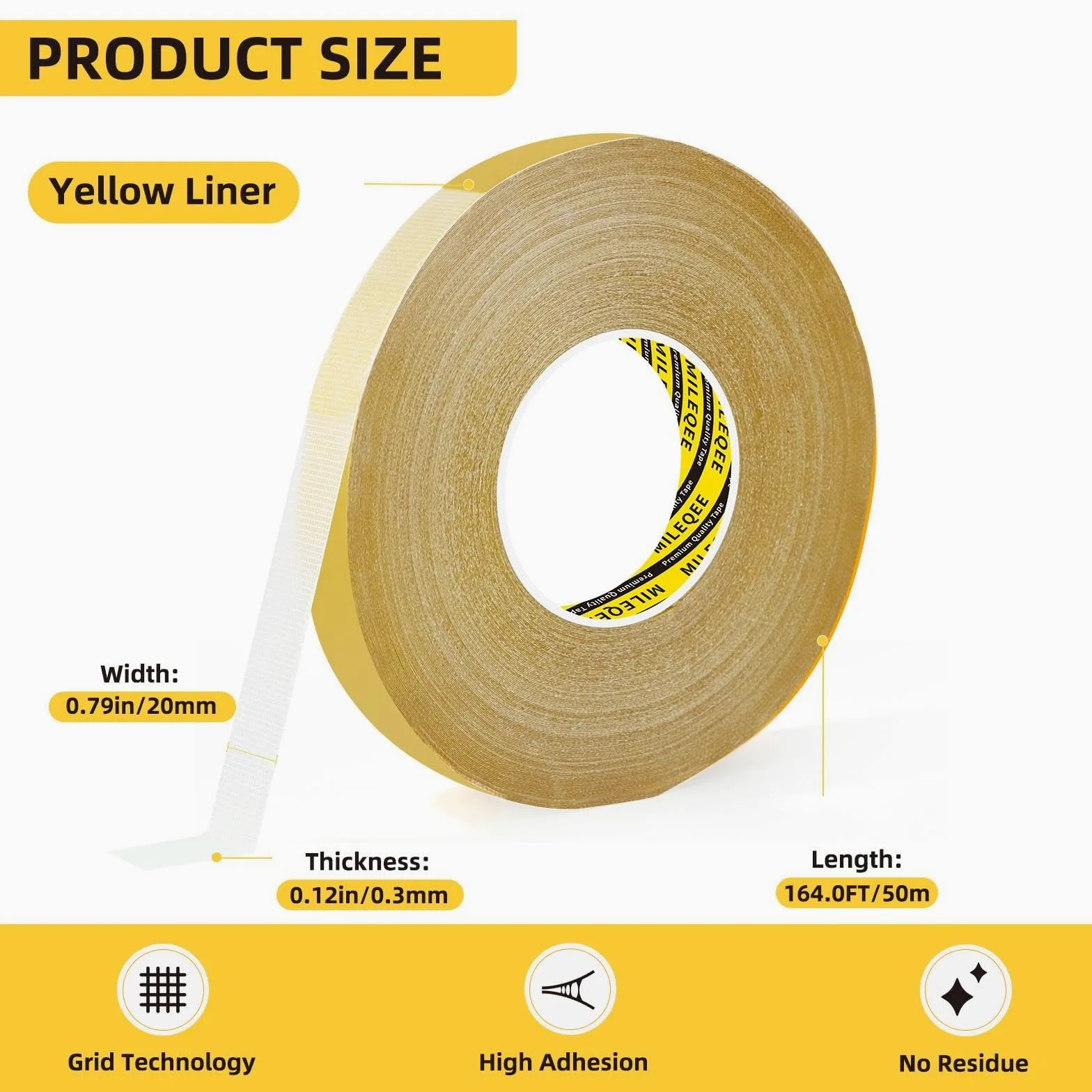 Confezione da 2 nastri biadesivi in tessuto resistente, 2 cm x 40 m (100 m in totale) extra large ad alta aderenza, forte nastro adesivo da parete su 2 lati per artigianato, tappeti, multiuso