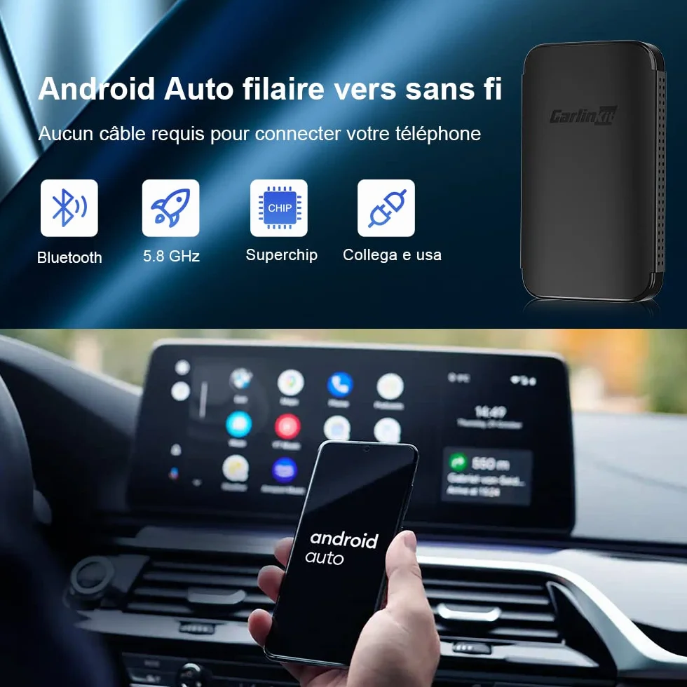 CarlinKit adattatore Android auto wireless，connessione wireless vera, basta plug and play