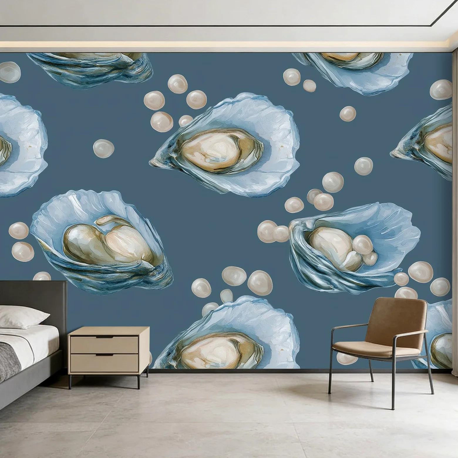 Carta da parati fotografica 500 x 280 cm con motivo perlato di lusso, decorazione per la casa, decorazione per la casa blu, decorazione artistica di alta qualità per soggiorno, camera dei bambini