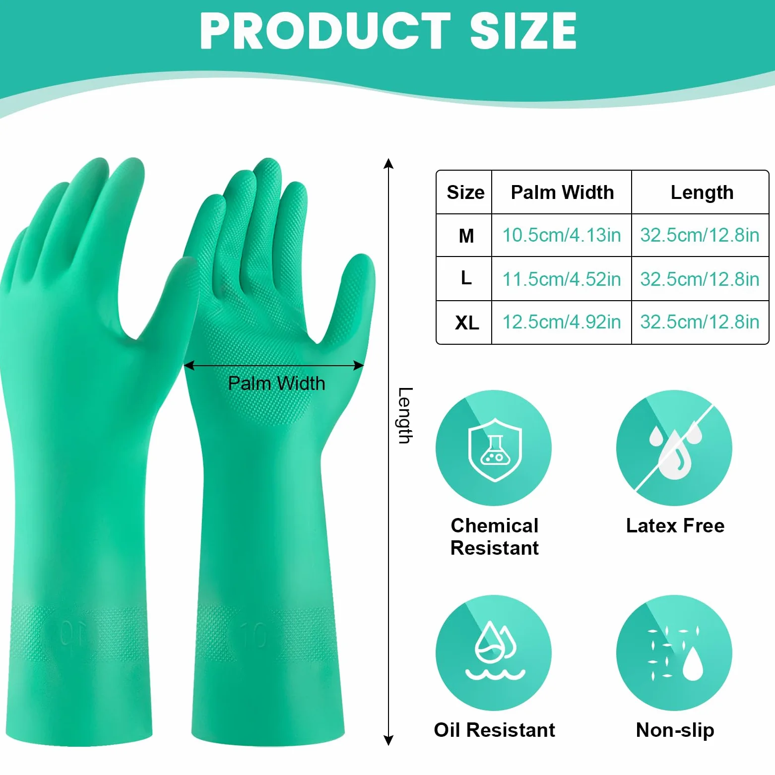 20 paia di guanti in nitrile, resistenti agli agenti chimici, riutilizzabili, resistenti, resistenti agli acidi, agli alcali e all'olio, senza lattice, per uso industriale e pulizia della casa