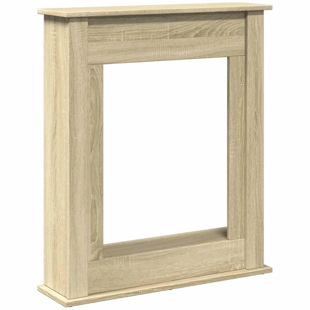 Gecheer Cornice per Camino Moderna con Ripiano 75x20x87,5 cm Truciolato Rovere Sonoma per Fiamma LED Soggiorno