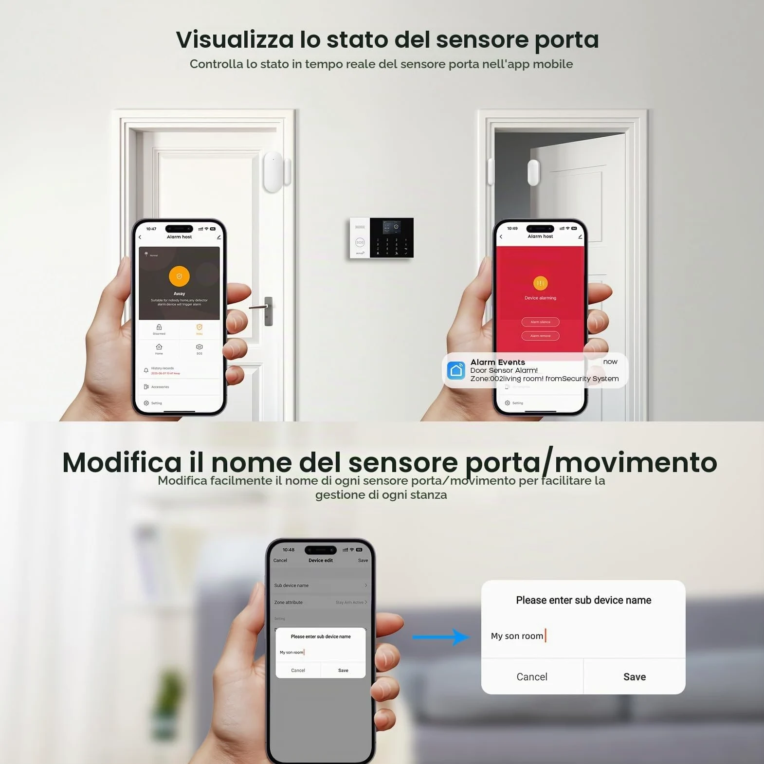 Sistema di Allarme GSM/WiFi con Sirena di Allarme da 120 dB, Telecomando Intelligente, display LCD, Annuncio vocale, Sicurezza per casa, ufficio