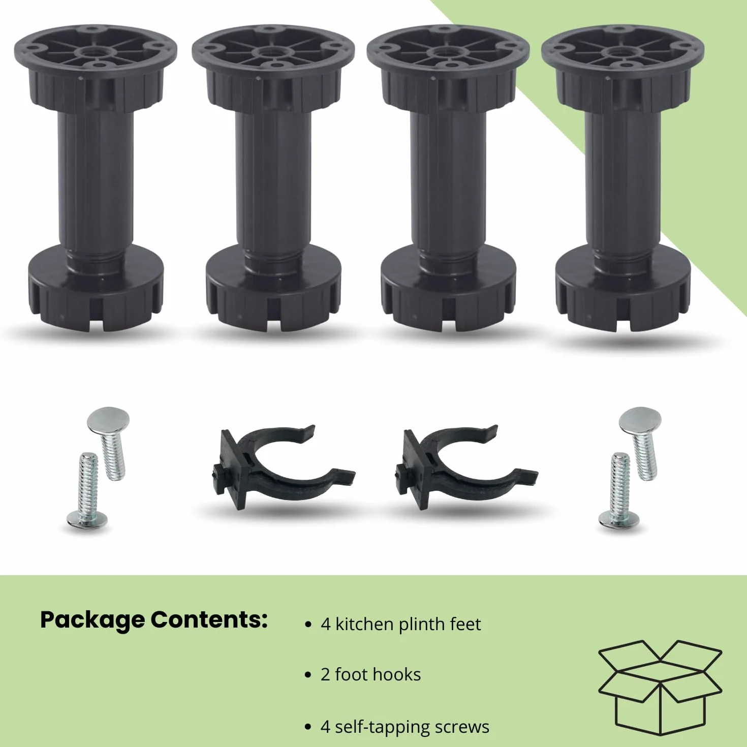 Evotrade Set di 4 Piedini Regolabili per Zoccoli da Cucina, Altezza 120 mm, Supporti Stabili, Made in Italy