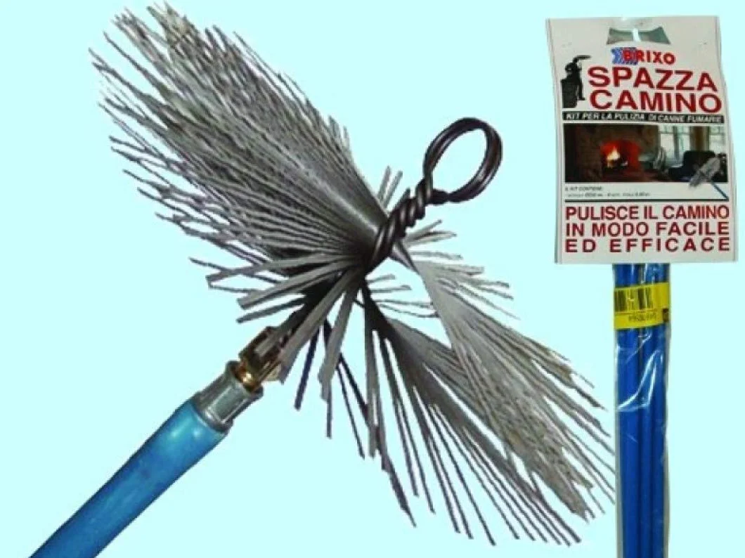 BRIXO Kit spazzacamino: Asta 8,40 + scovolo Ø 250, Abrasiva, Singola fila annodata, Metallo, 1 Count