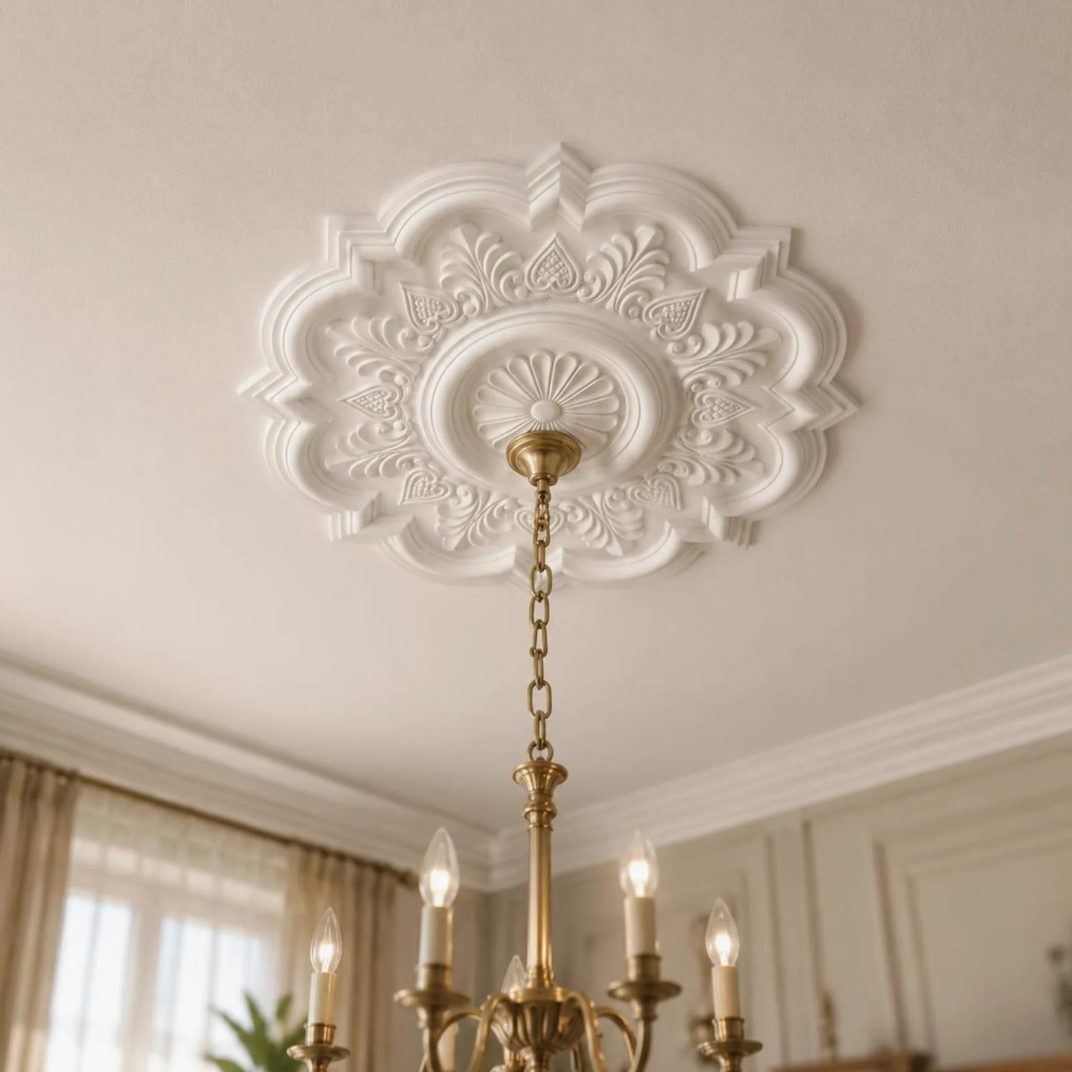 Rosone Floreale Rilievo Scolpito Rosone Plafoniera Ornato Medaglione Soffitto, 039 Carved 51CM A