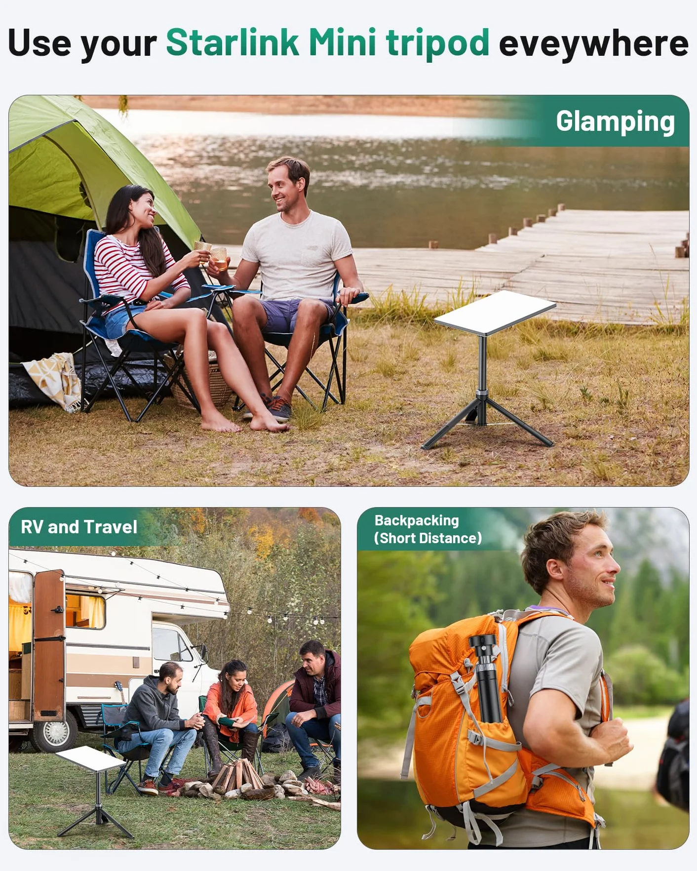 Supporto a Treppiede Portatile per Mini Antenna Satellitare, Compatibile con Starlink Mini, Adattatore in Alluminio Pieghevole per Campeggio e Viaggi