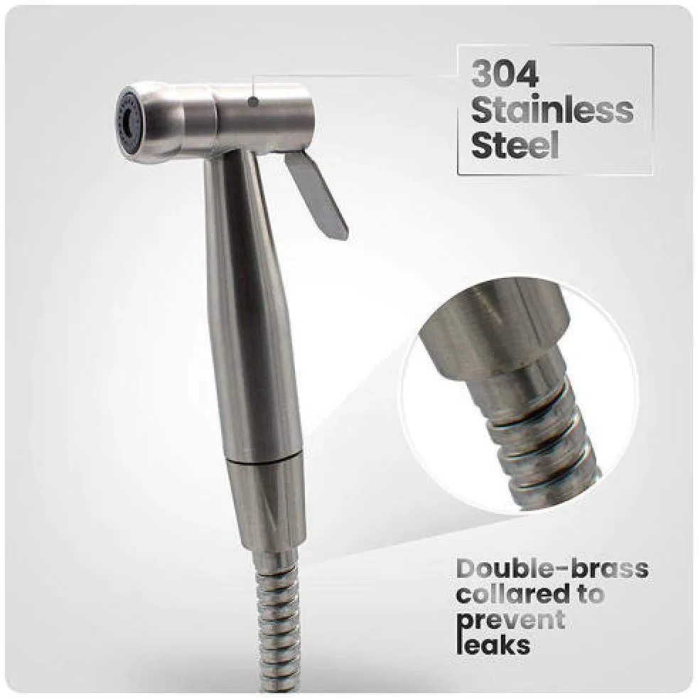 Kit doccetta Portatile per WC - Set ugello di Spinta in Acciaio Inossidabile per doccetta Portatile da Parete