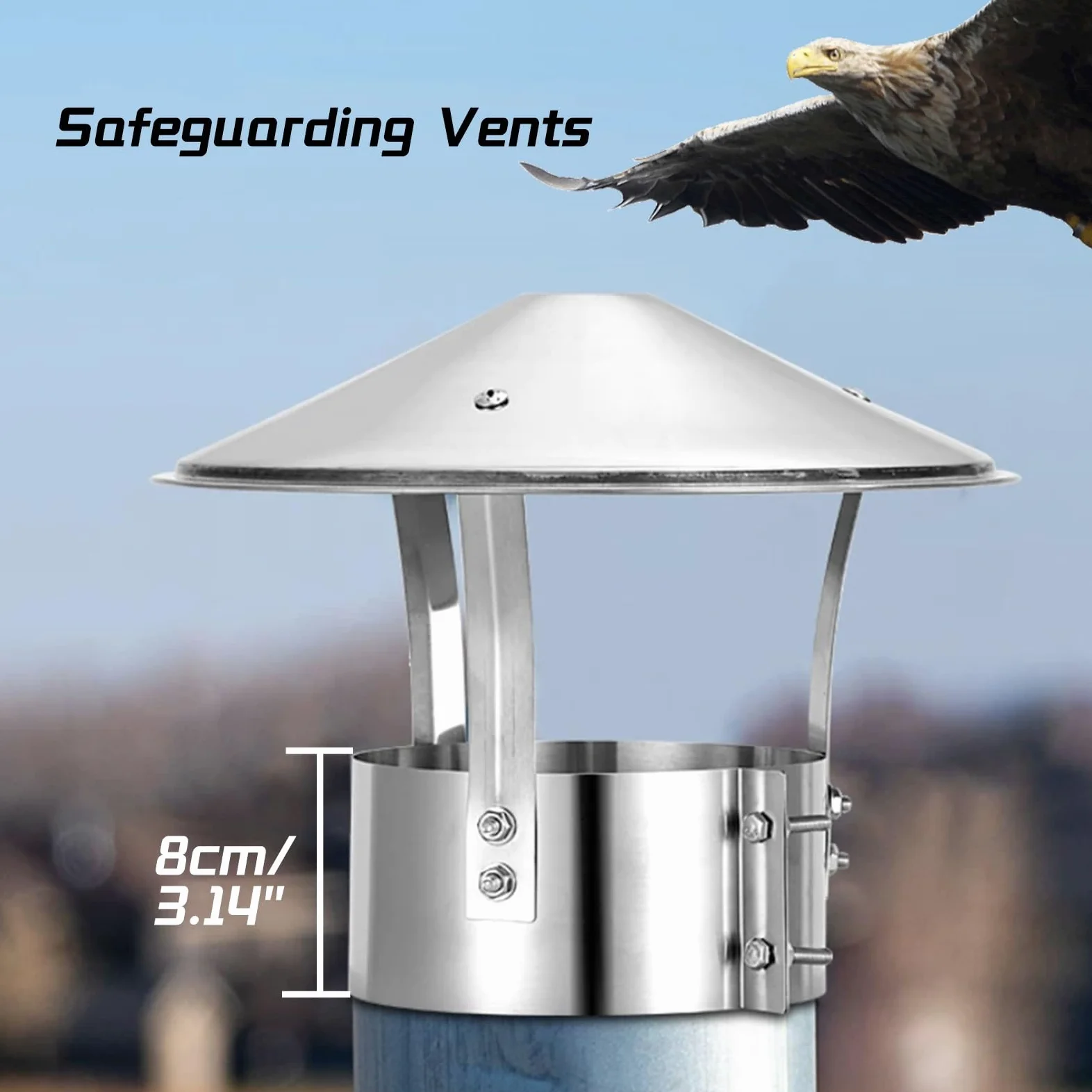Comignolo Antipioggia Acciaio Inox Comignolo Canna Fumaria Per Camino Tetto | Tappo per Camino, Cappello del Camino Antivento Antivento Tetto Sfiato Accessori Inclusi, per Aerazione(315mm/12.5")
