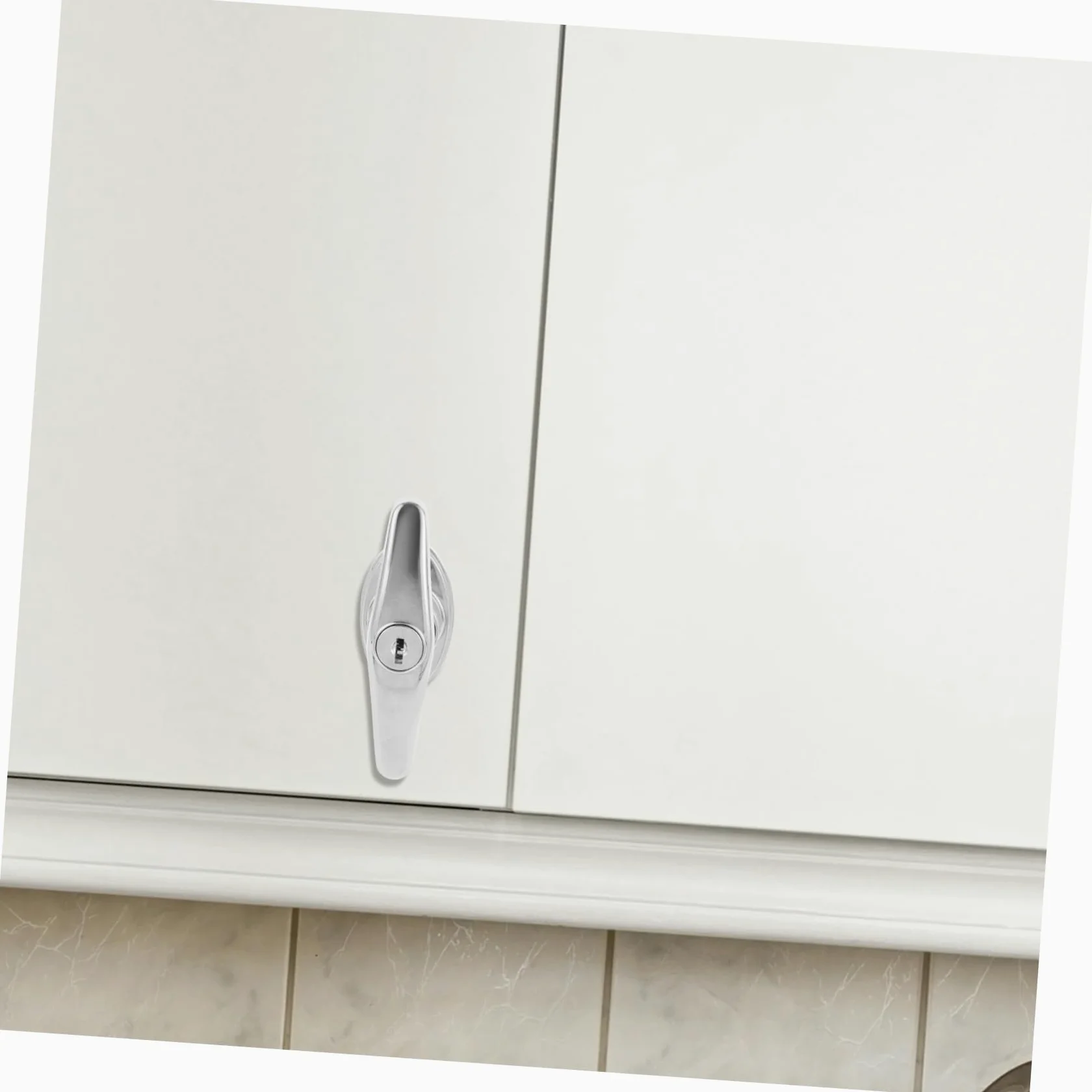 SHINEOFI 4 Set Serratura maniglia porta armadio elettrico armadio con chiave serratura cassettiera per cassetto per vetrina Lega di zinco Silver