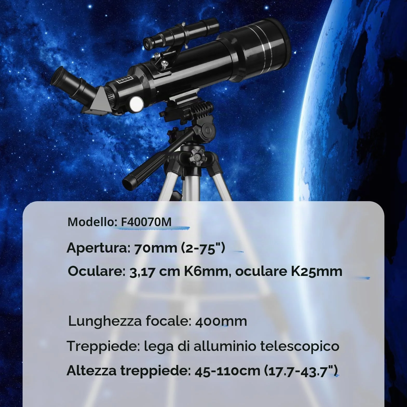 Telescopio Astronomico, Telescopi Rifrattori FMC con Treppiede Regolabile e Livello di Spirito, Telescopio da Viaggio Portatile con Zaino Perfetto per Adulti, Bambini, Principiante