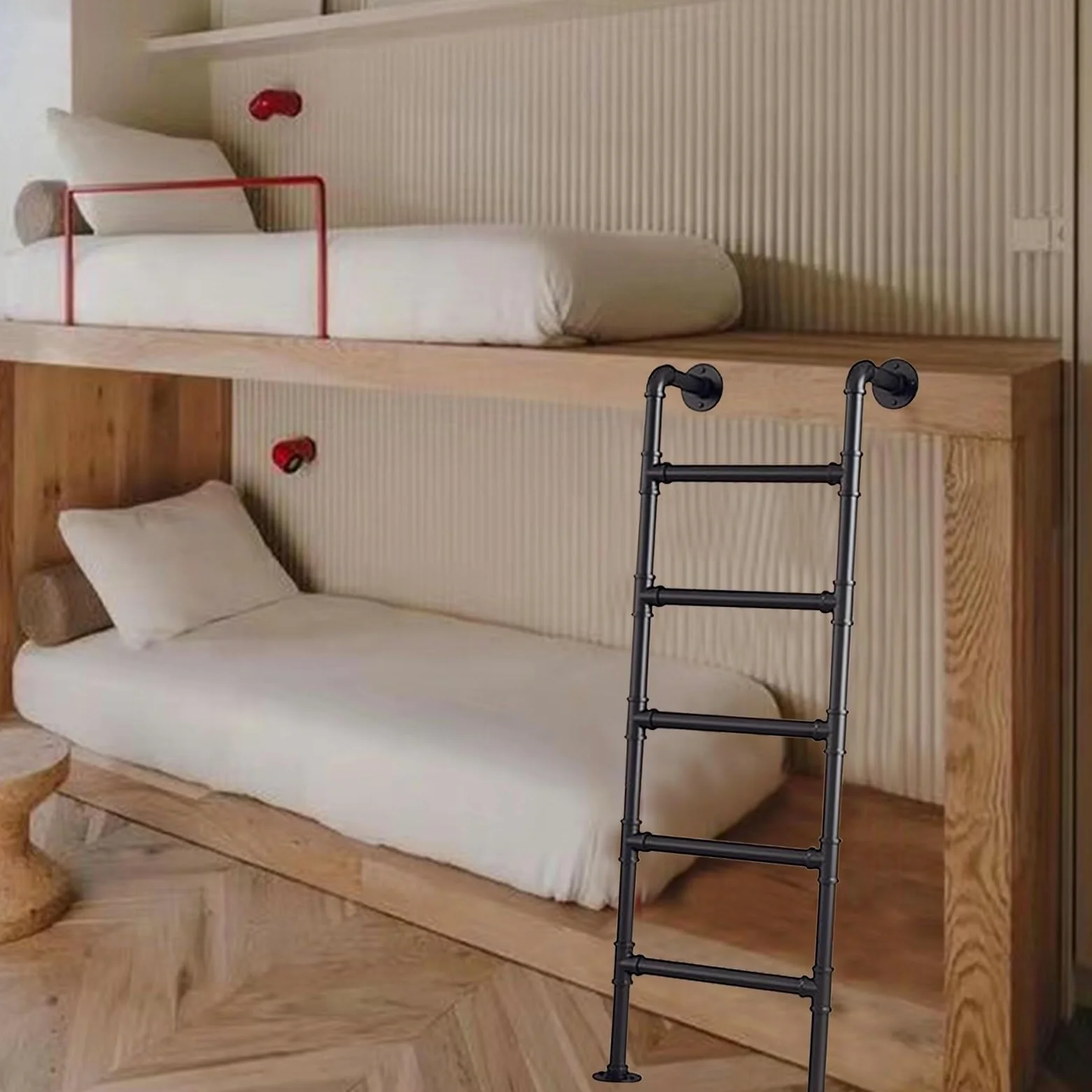 Scala di Emergenza in Metallo Nero per Finestra del seminterrato e soffitta, Letto a Castello, Scala a pioli da Parete per Tetto Esterno, Garage, Biblioteca, Balcone (160