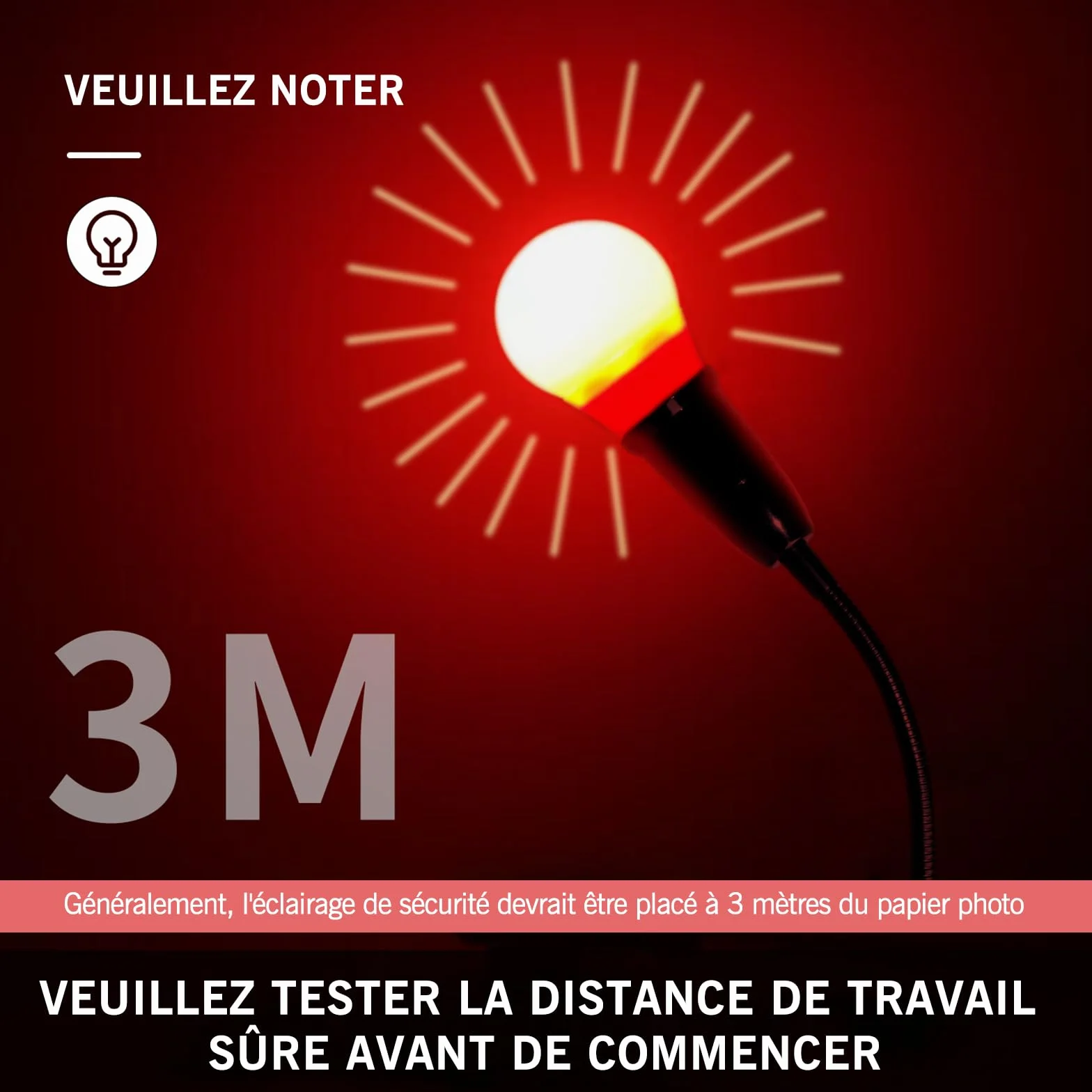 eTone Dunkelkammer SafeLight, Rote LED-Schreibtischlampe mit Clip, 360 Grad einstellbar, geeignet für Die Verarbeitung Von S/W-Film und S/W-Druckpapier (5W)