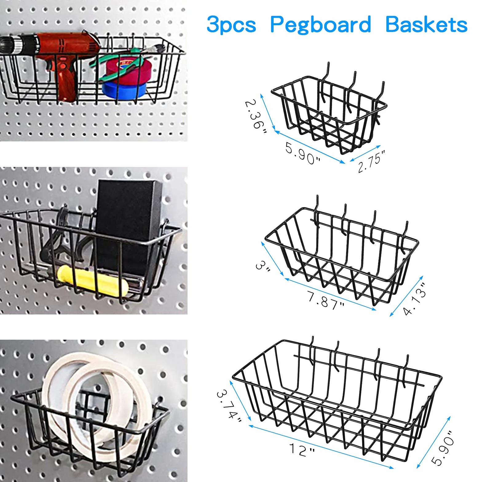 Assortimento di Ganci per Pannello Forato 138 Pezzi, Kit Organizer Accessori