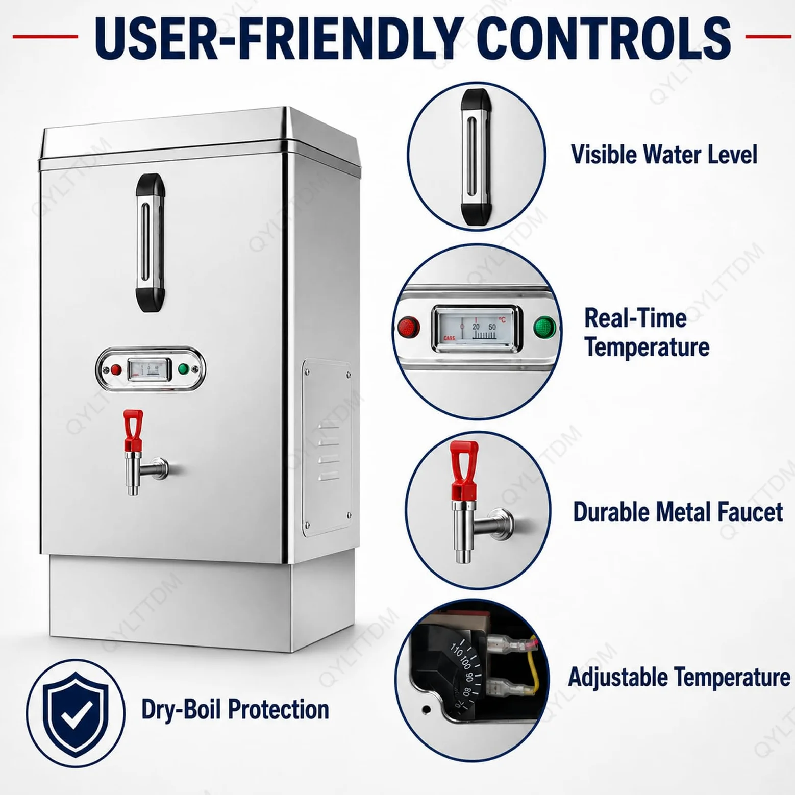 TYH Scaldabagno Commerciale da 40 Litri in Acciaio Inox, Automatico, con Doppia Filtrazione E Rifornimento Automatico Dellacqua, Dispenser di Acqua Calda con Rubinetto, A Basso Consumo Energetico