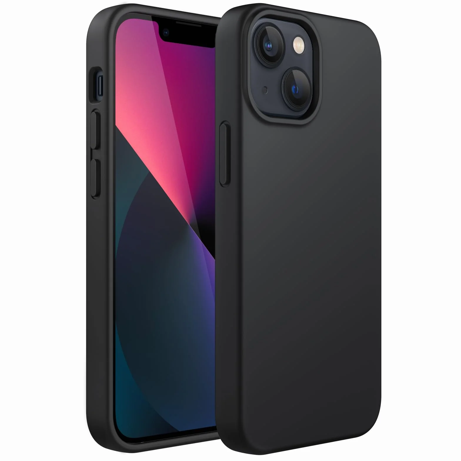 JETech Cover in Silicone per iPhone 13 6,1 Pollici, Custodia Protettiva per Tutto il Corpo Morbida al Tatto, Copertura Antiurto con Fodera in Microfibra (Nero)
