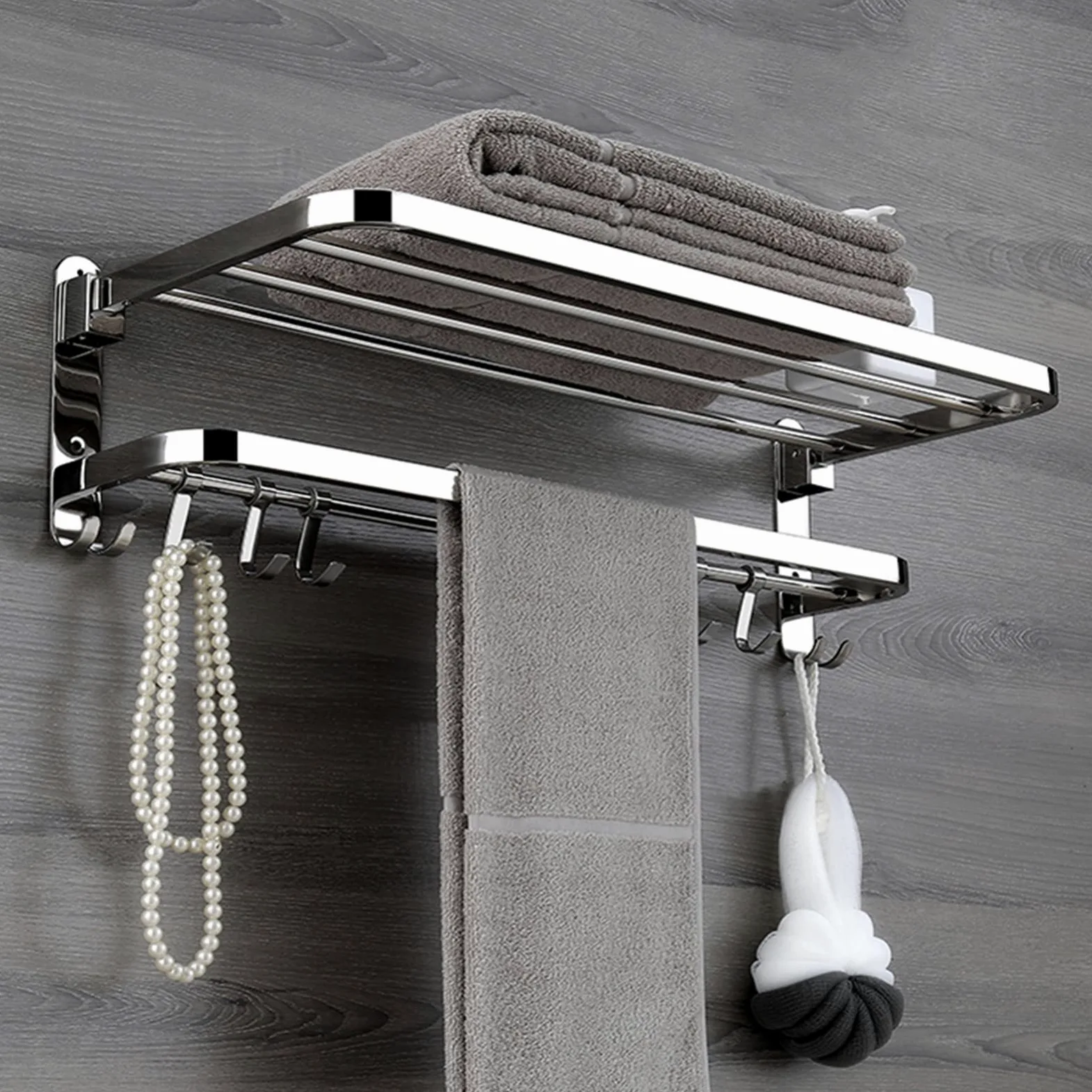Portasciugamani da parete in acciaio inox, 40 cm, da bagno, stile hotel, design resistente ed elegante, perfetto per uso domestico o in hotel