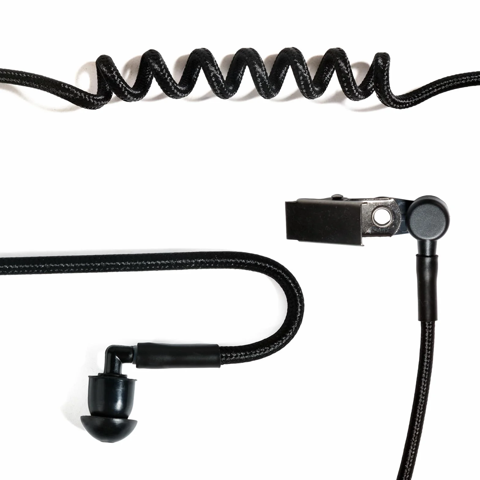 Tubo audio acustico nascosto in nylon lavorato a maglia con clip compatibile con Motorola Kenwood Baofeng Walkie Talkie FBI Security Earpiece Headset (Nero, 1)