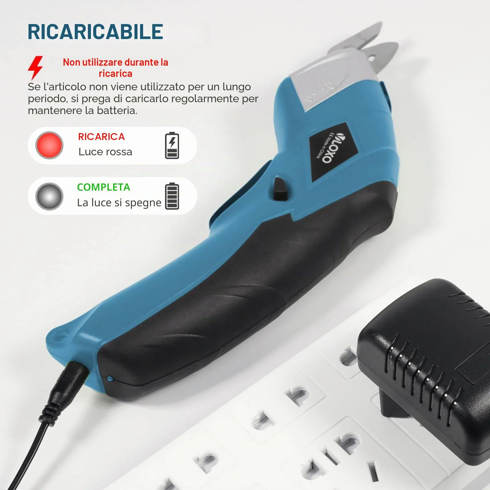 VLOXO Forbici Elettriche Senza Fili Cutter per Tessuti con 2 Testina di Taglio Ricaricabile (Arancione)