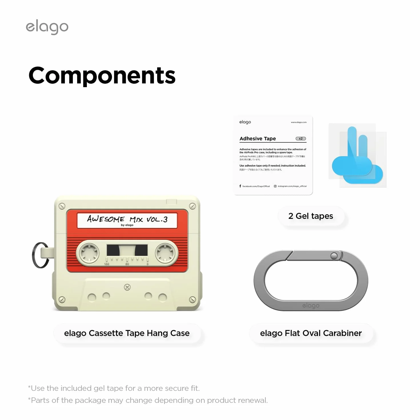 elago Custodia a Cassetta Retro Compatibile con AirPods Pro 3, con Moschettone, Ricarica Wireless, Antiurto, in Silicone Morbido, LED Frontale Visibile (Bianco Classico)