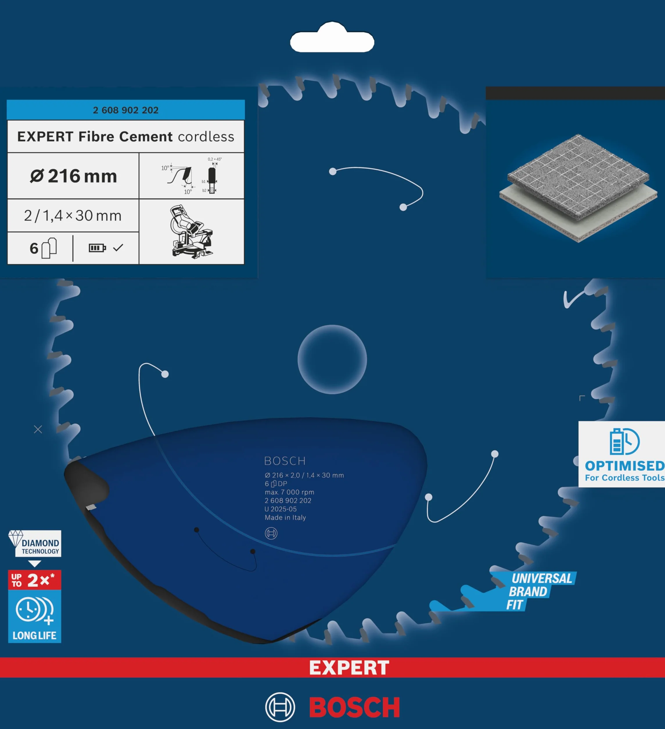 Bosch EXPERT Fibre Cement Cordless lama per sega circolare per troncatrice Ø mm Professional Accessorio