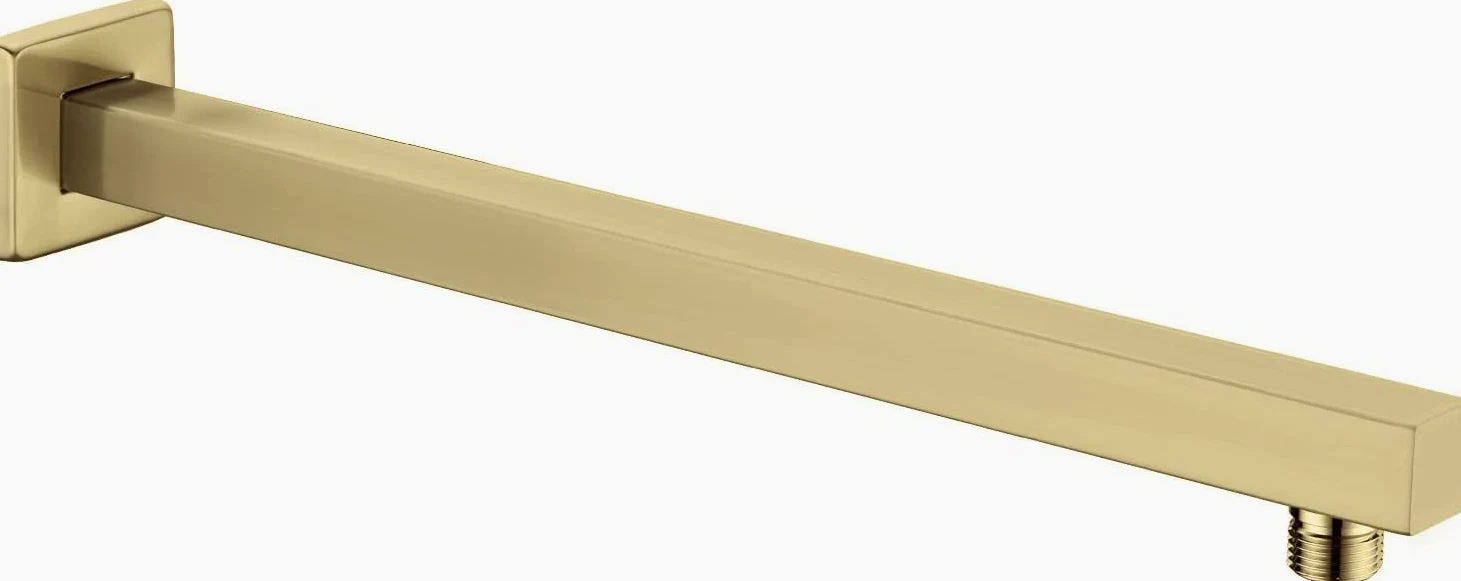 Braccio doccia da 40,6 cm, estensore per soffione doccia a pioggia con flangia e nastro in teflon, in acciaio inossidabile spesso, per soffione doccia a pioggia (oro spazzolato)