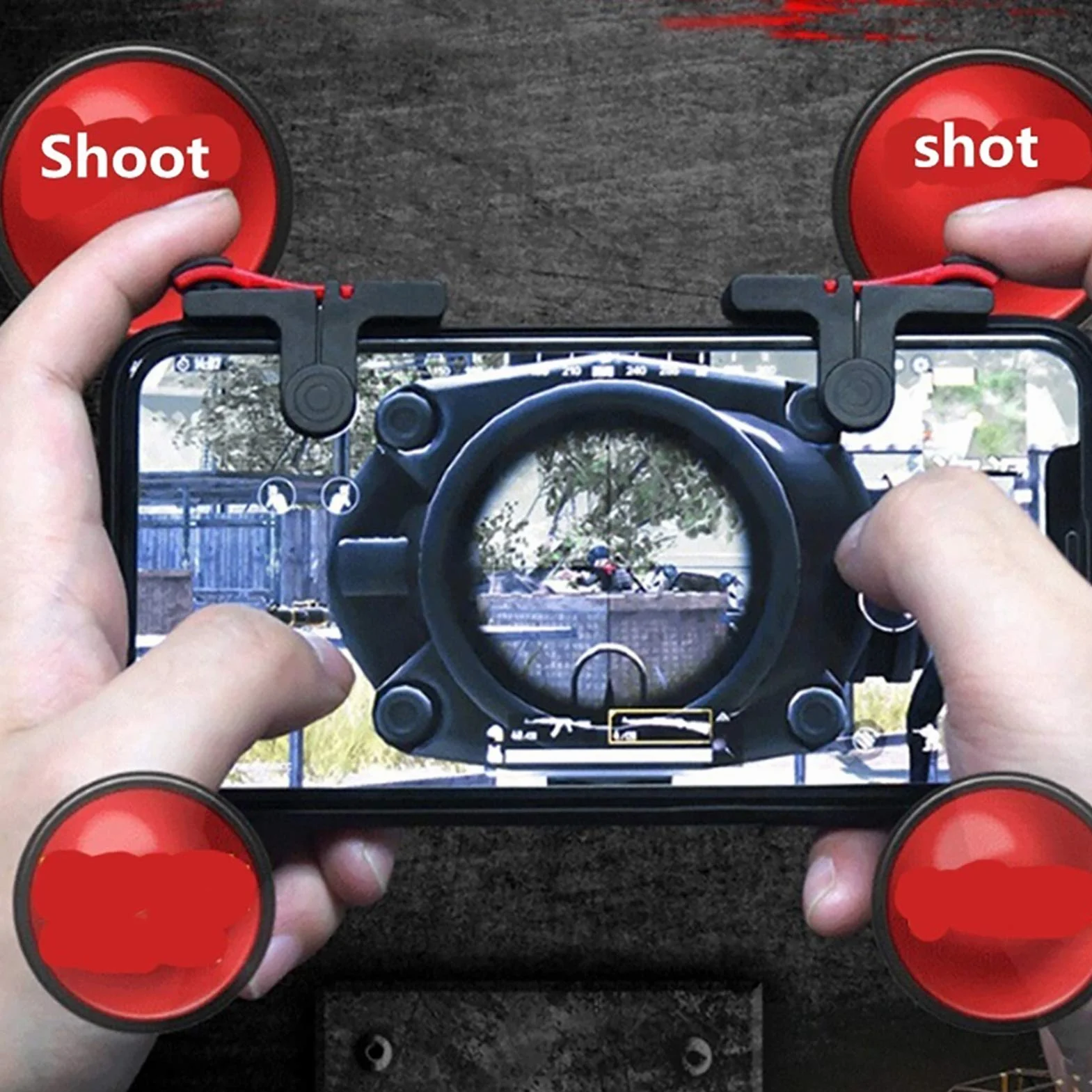 Gamepad per dispositivi mobili PUBG Mobile/Fortnitee Mobile/Call of Duty Mobile, gioco mobile Trigger Joystick Gamepad per iPhone/Android, scatto sensibile e mira L1R1 Trigger Nero